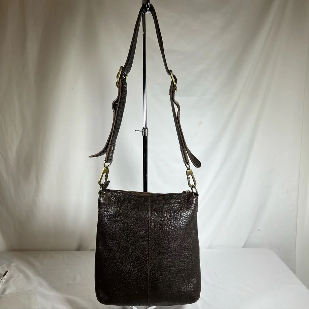 Rafe New York Distressed Pebbled Leather Studded Brown Crossbody Shoulder Bag - Picture 6 of 16